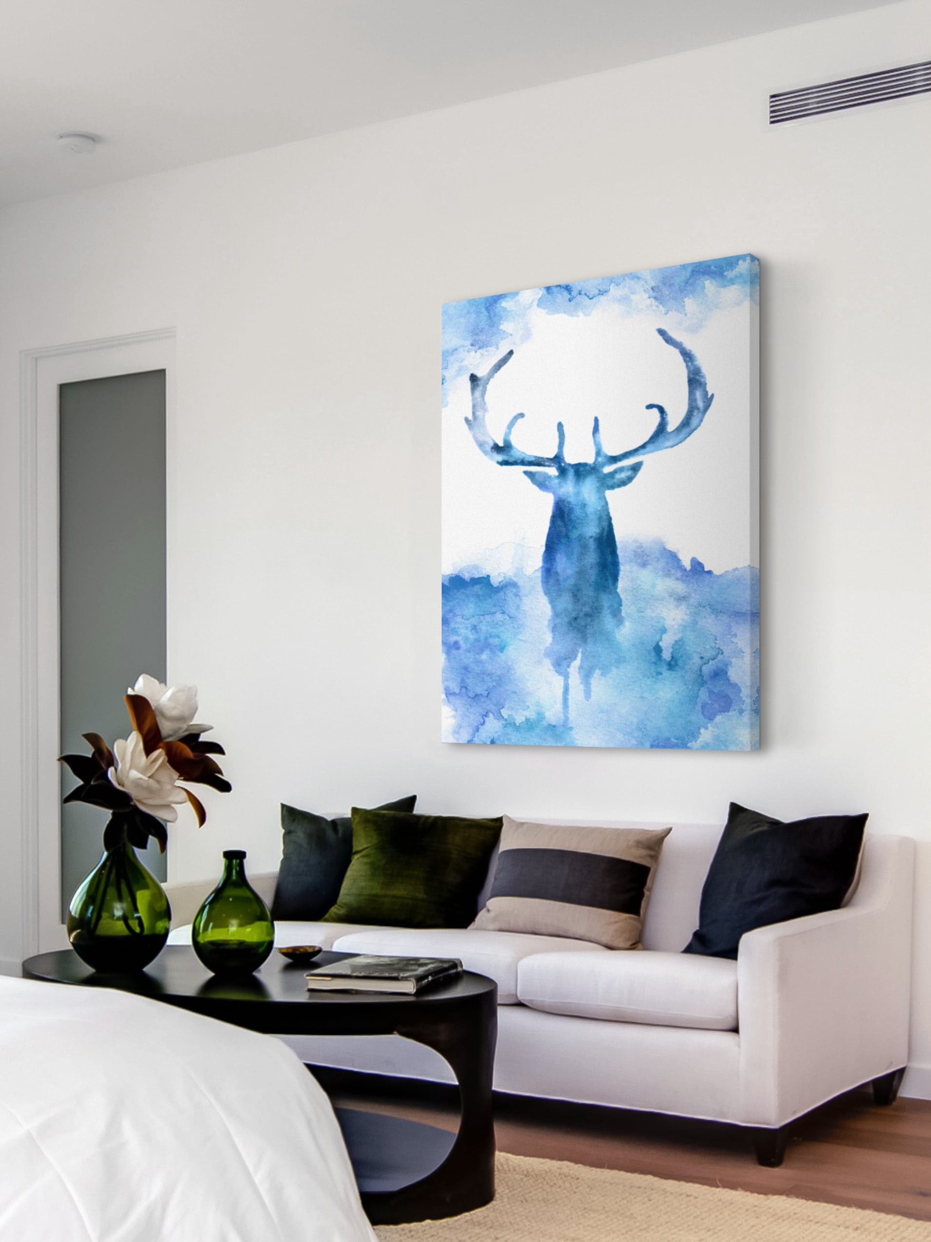 "Blue Moose" Painting Print on Wrapped Canvas