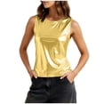 thumbnail image 3 of Asxite Tank Tops for Women Sleeveless Solid Color Stretchy Shiny Ice Silk Round Neck Casual Blouse, 3 of 5