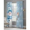 thumbnail image 3 of Blue Snowman Christmas Sheer Curtains 108 Inch Length 2 Panels Set, Xmas Snowflake Birds Voile Window Treatment Semi Sheer Long Curtains Drapes for Bedroom/Living Room/Kitchen 52"x108"x2, 3 of 7