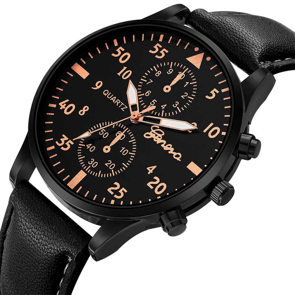 Discount Galore Mens Casual Watches Fashion Men s Leather Military Alloy Analog Quartz Wrist Watch Business Watches Small Watches for Men Akmoler Walmart