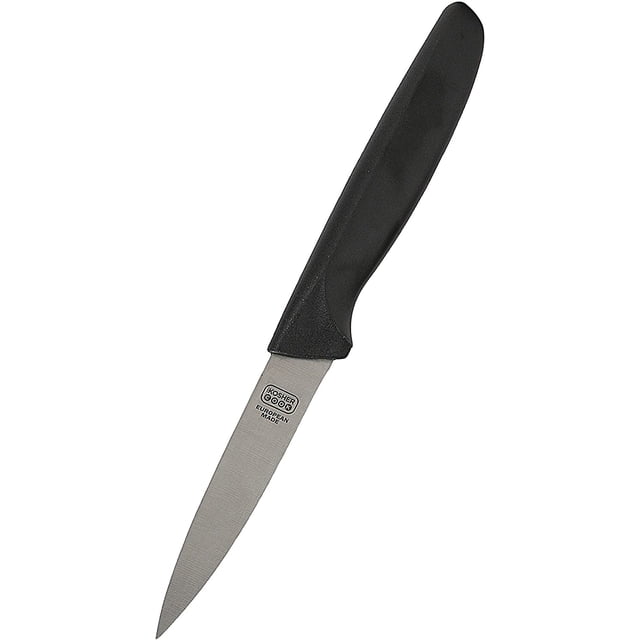 Black Kitchen Knife - 4” Steak and Vegetable Knife - Razor Sharp Pointed Tip, Straight Edge - Color Coded Kitchen Tools by The Kosher Cook