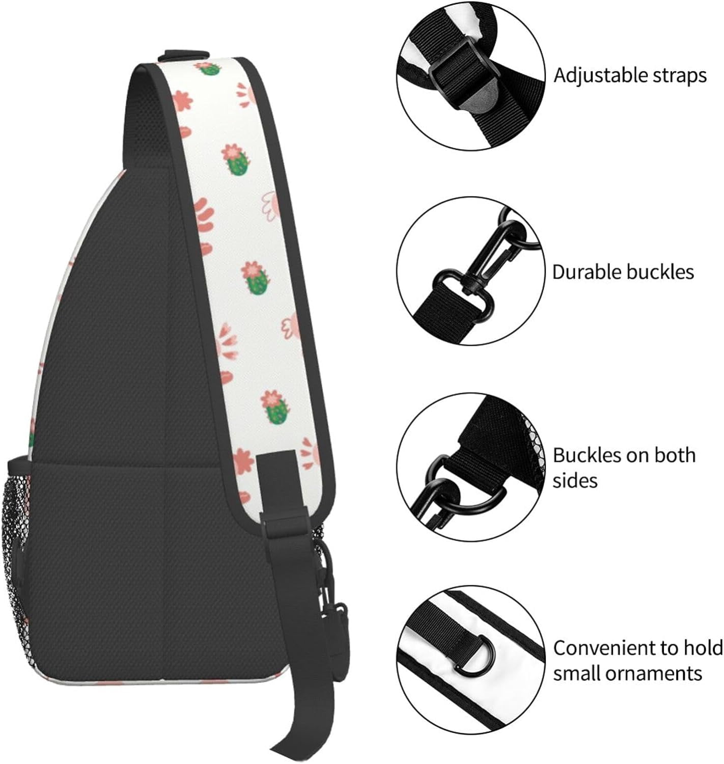 Kawaii Axolotl Animal Pattern Sling Bag Crossbody Hiking Travel Chest Bags Backpack Shoulder Daypack for Women Men