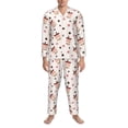 thumbnail image 3 of Honeii Milk Tea Pattern Mens Pajamas Set,2pcs Men's Lounge Long Sleeve Sleep Shirt and Pajama Bottoms Sleepwear Set,Mens Pjs Sets-X-Large, 3 of 7