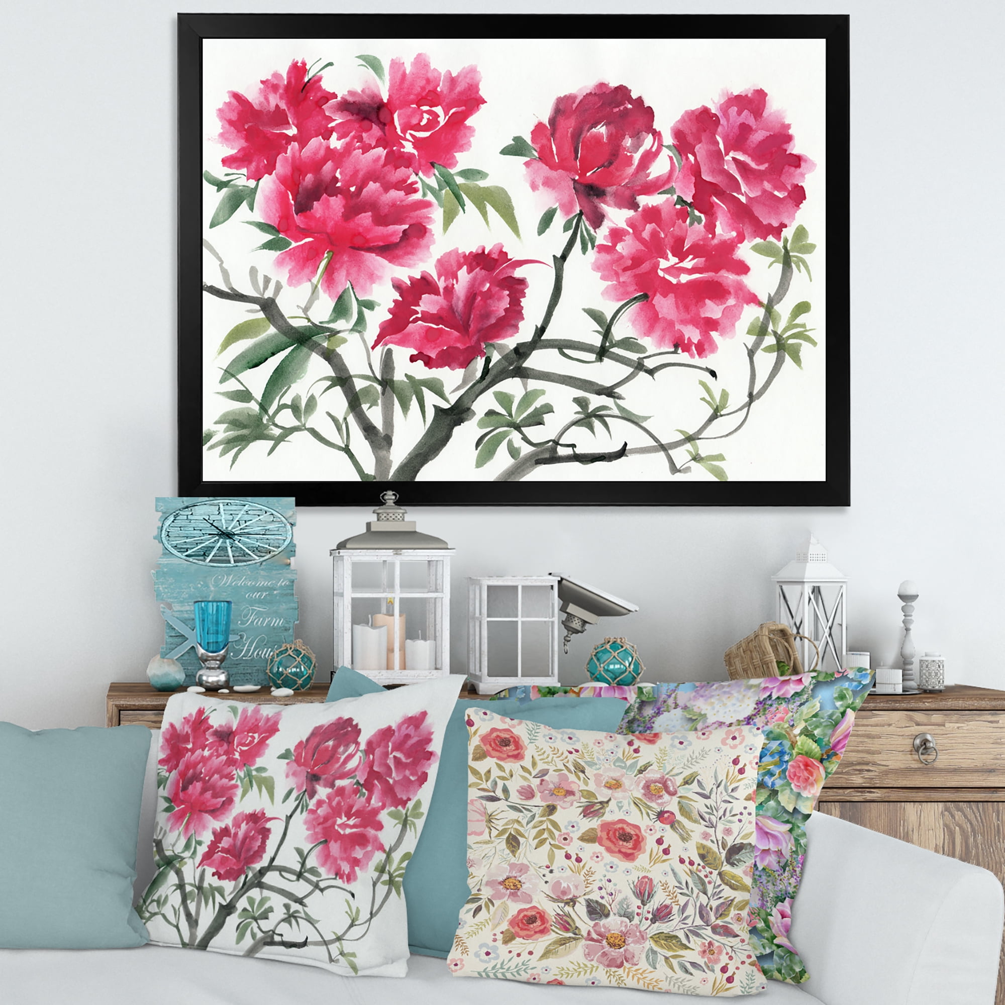 Designart 'Ancient Purple Azalea Flower' Traditional Framed Art Print