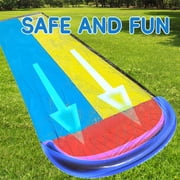 KOPPOP 25ft Double lane Water Slide for Kids & Adults, Heavy Duty Backyard Slip with Sprinkler, 2 Boards - Summer Outdoor Play