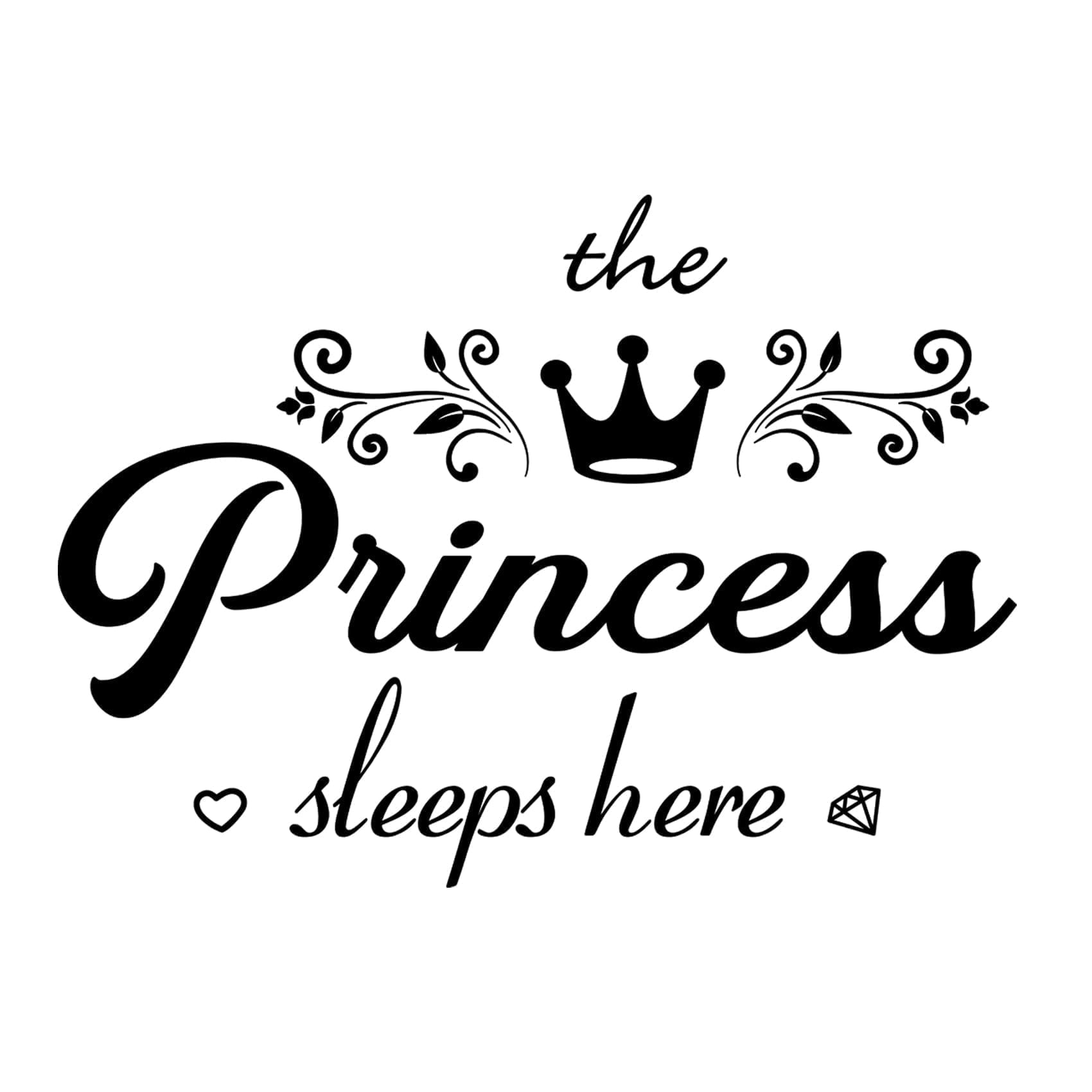 thovorrnl Princess Wall Decals Stickers, Black Wall Sticker for Girl's Room, 18''x13'' Removable Peel and Stick Room Decor for Bedroom Playroom