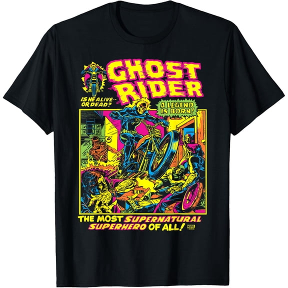 Ghost Rider - Black Light T-Shirt BLACK Unisex S-5XL Hot Trending Shirt, Vintage Birthday Gift