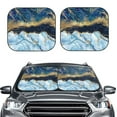 thumbnail image 2 of Disketp 2 Piece Blue Marble Gold Foil And Glitter Decor Pattern Windshield Sunshades,Folding Windshield Sun Shade For Car Suv Trucks Sedan,Blocks Uv Rays Sun Visor Protector-Medium, 2 of 7