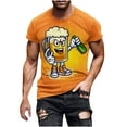 thumbnail image 2 of Lilgiuy 2024 New T-Shirt for Men's Summer Fashion 3D Beer Bubble Printed Short Sleeves Plus Size Tee Blouse Tops Gifts for Your Boyfriend Husband Father(Yellow,L), 2 of 5