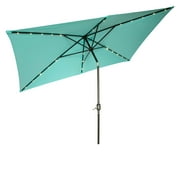 Trademark Innovations Teal Rectangular Solar Powered LED Lighted Patio Umbrella, 10' x 6.5'