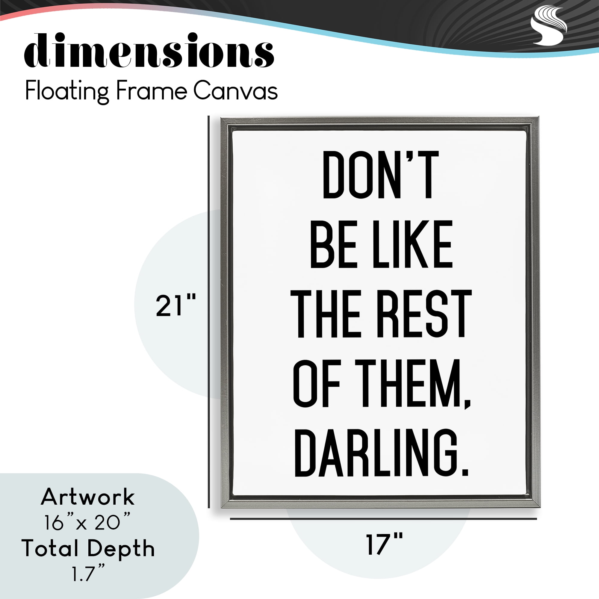 Don't Be Like The Rest Of Them Gray Framed Floater Canvas Wall Art, design by Lettered and Lined