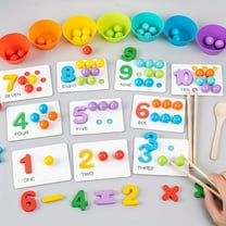 Wooden Math Learning Toy Set – Early Educational Counting Beads with Animal Matching and Color Sorting, Hands-On Arithmetic Toy for Kids