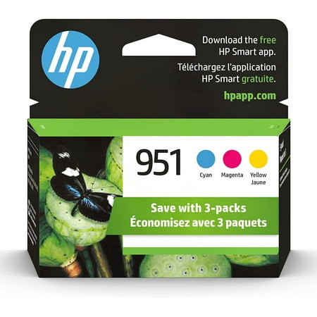 HP 951 Cyan, Magenta, Yellow Ink Cartridges (3 pack)| Works with HP OfficeJet 8600, HP OfficeJet Pro 251dw, 276dw, 8100, 8610, 8620, 8630 Series | Eligible for Instant Ink | CR314FN, Combo 3-Pack