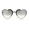 thumbnail image 3 of Womens Retro Luxe Hippie Rimless Heart Shape Metal Rim Sunglasses Silver White - Silver Mirror, 3 of 8