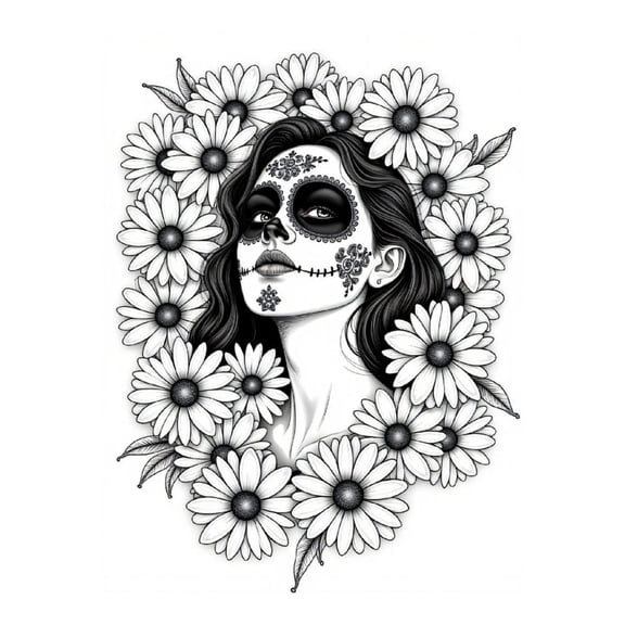 Diamond Art Kit for Adults, Floral Day Of The Dead Portrait Diamond Painting for Adults Beginners, DIY Diamond Art Painting Kits, 5D Diamond Painting Crafts for Home Decor 12x16 Frameless
