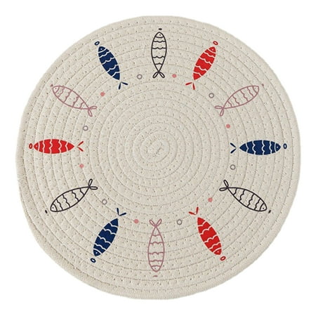 

YSD Thicken Place Mat Non-slip Cotton Thread Stain Resistant Fresh Pattern Cup Pad Office Use