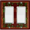 thumbnail image 1 of Metal Light Switch Plate Cover Elegant Green Floral Vine Frame Maroon FRA043, 1 of 13