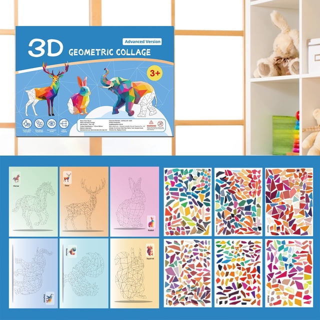 Agiferg Educational Toys Montessori Learning Toys, STEM Cognitive Development Games, Geometry Puzzle Toys DIY Stickers Early Education Focus On Manual Training Enlightenment