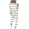 thumbnail image 2 of successthop Womens 2 Piece Outfits Oversized Sweatsuit Stripe Crewneck Long Sleeve Shirts and Jogger Sweatpants Casual Comfy Outfits Activewear Tracksuit Jogging Suits Sweatsuits, 2 of 5