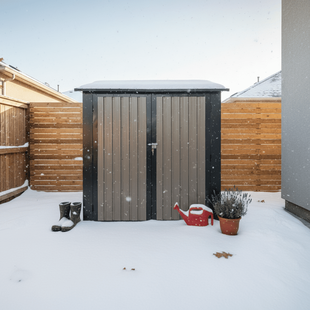 Mintazer 6×9ft Modern Metal Outdoor Storage Shed with Windows & Lockable Doors, Waterproof Weatherproof Garden Shed for Backyard Patio, Brown & Black