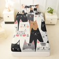 thumbnail image 4 of Manfei Cute Cat Twin Sheets, Cartoon Stripes Kitten Bedding, Neutral, 3-Piece, 1 Flat Sheet, 1 Fitted Sheet and 1 Pillowcase, 4 of 6