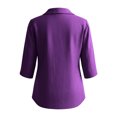 thumbnail image 6 of Womens Linen Shirts Summer 3/4 Sleeve Tops Dressy Casual Buttons V Neck Blouse Loose Fit Lightweight Tunic Tops,Purple,XL, 6 of 8