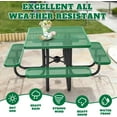 thumbnail image 3 of Gaonala 46" Square Outdoor Picnic Table Set 4 Built-in Benches Umbrella Hole Metal Commercial Grade Seats 8 for Garden Backyard (Green), 3 of 7