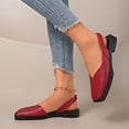 thumbnail image 6 of GERsome Women's Low Block Heels Square Toe Slip-On Slingback Dress Shoes for Wedding Party Work, Red Size 7.5, 6 of 9