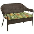 thumbnail image 3 of Jordan Manufacturing 44" x 18" Luau Breeze Green Tropical Rectangular Tufted Contoured Outdoor Wicker Settee Bench Cushion, 3 of 12