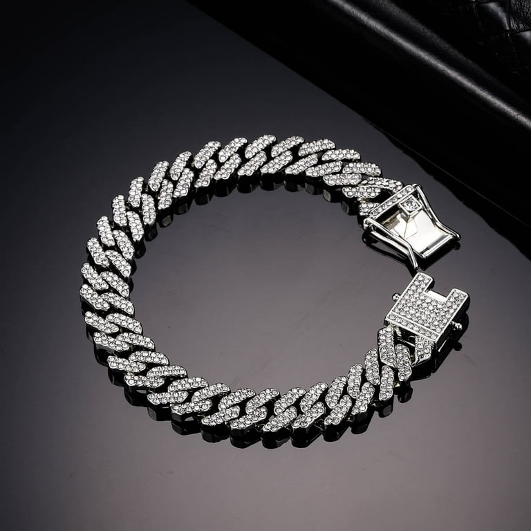 Men Fashion Diamond Alloy Cuban Bracelet