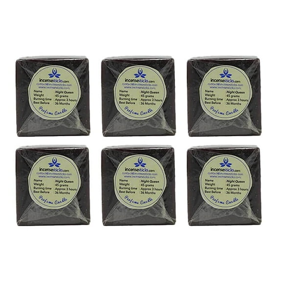 Scented Square Candle, 45g, 6 Pack,Night Queen Fragrance, 2 to 3 hrs Burn Time per candle