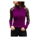 thumbnail image 2 of Puntoco moda mujer cuello alto manga larga algodón camiseta casual tops blusa de encaje Puntoco Puntoco-3287, 2 of 6