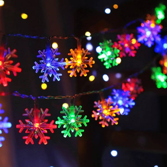 Vantena Snowflake Indoor/Outdoor 20 ft Battery Operated 40 LED Light Ropes & Strings