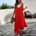 thumbnail image 3 of Xmarks Women Summer Casual Spaghetti Strap Maxi Dress V-Neck Sleeveless Solid Color Beach Party Long Dress with Pockets, 3 of 7