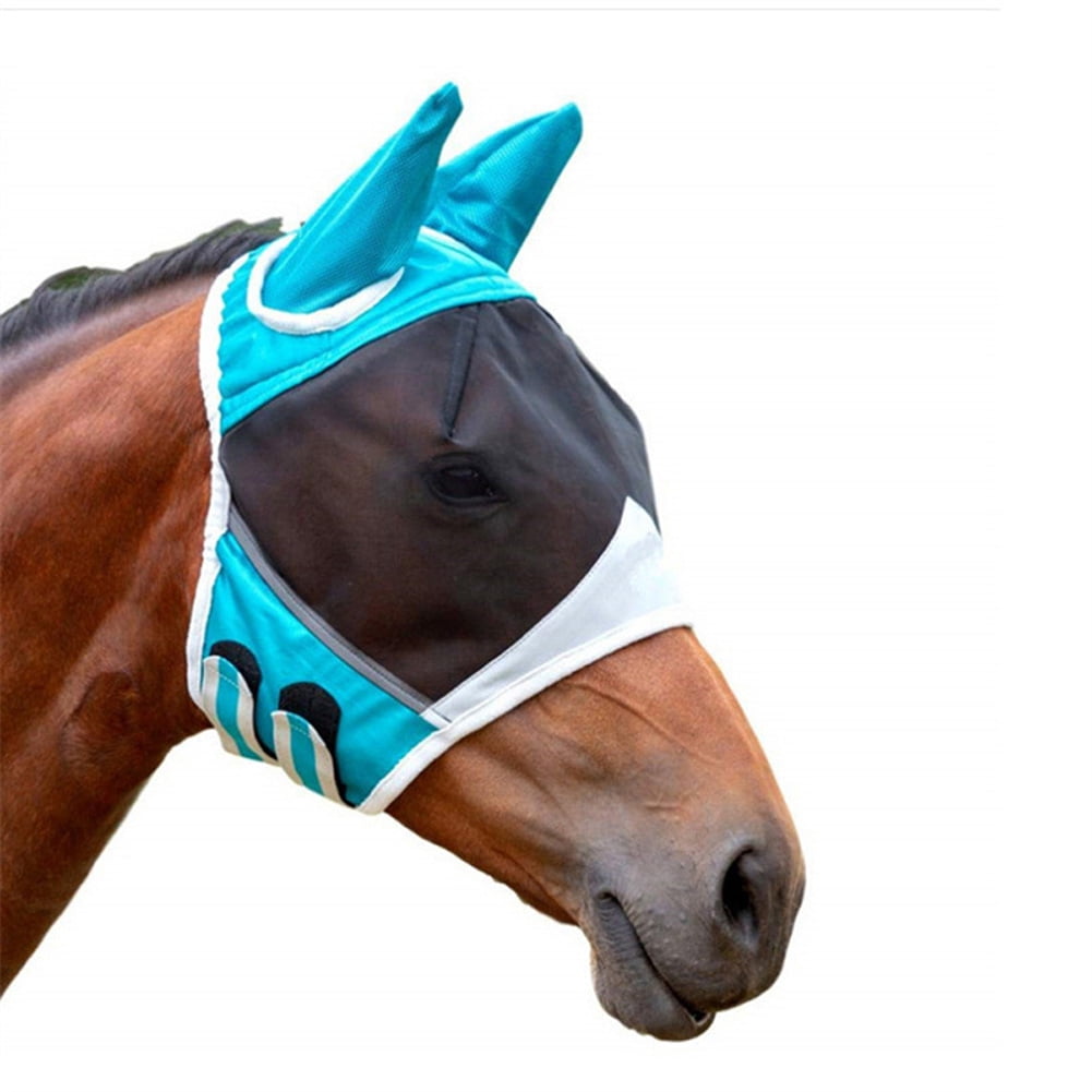 Horse Mask Adjustable Breathable Anti-uv Anti-mosquito Pet Summer Eye Shield Mesh Fly Protective Cover