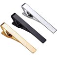 thumbnail image 1 of 3-pack tie pins for men, long models, tie pin set with square edges, tie pins in silver, gold and black, tie pin for wedding, 1 of 5