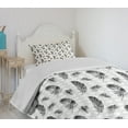 thumbnail image 4 of Ambesonne Feather Quilted Bedspread Set 2 Pcs, Grunge Geometric Gothic, Twin Size, Pale Grey Black White, 4 of 6
