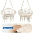 thumbnail image 2 of Beige Space Saving Swing, 31.5x15.7 Inch Dimensions, No Tools Installation, Compact Hammock Chair, Playrooms, Attics, Tiny Homes, 2 of 7