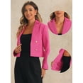 thumbnail image 2 of DARING DIVA Tweed Cardigan Notch Lapel Buttons Long Sleeve Blazer L Hot Pink, 2 of 6
