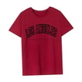 thumbnail image 4 of Camiseta para mujer verano casual cuello redondo camisa para vacaciones compras mochilero Rojo, 4 of 7