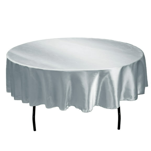 Tektrum 90 inch Round Silky Satin Tablecloth - Premium Fabric - Best for Wedding Party Banquet Events Restaurant Kitchen Dining Decoration - Silver Color
