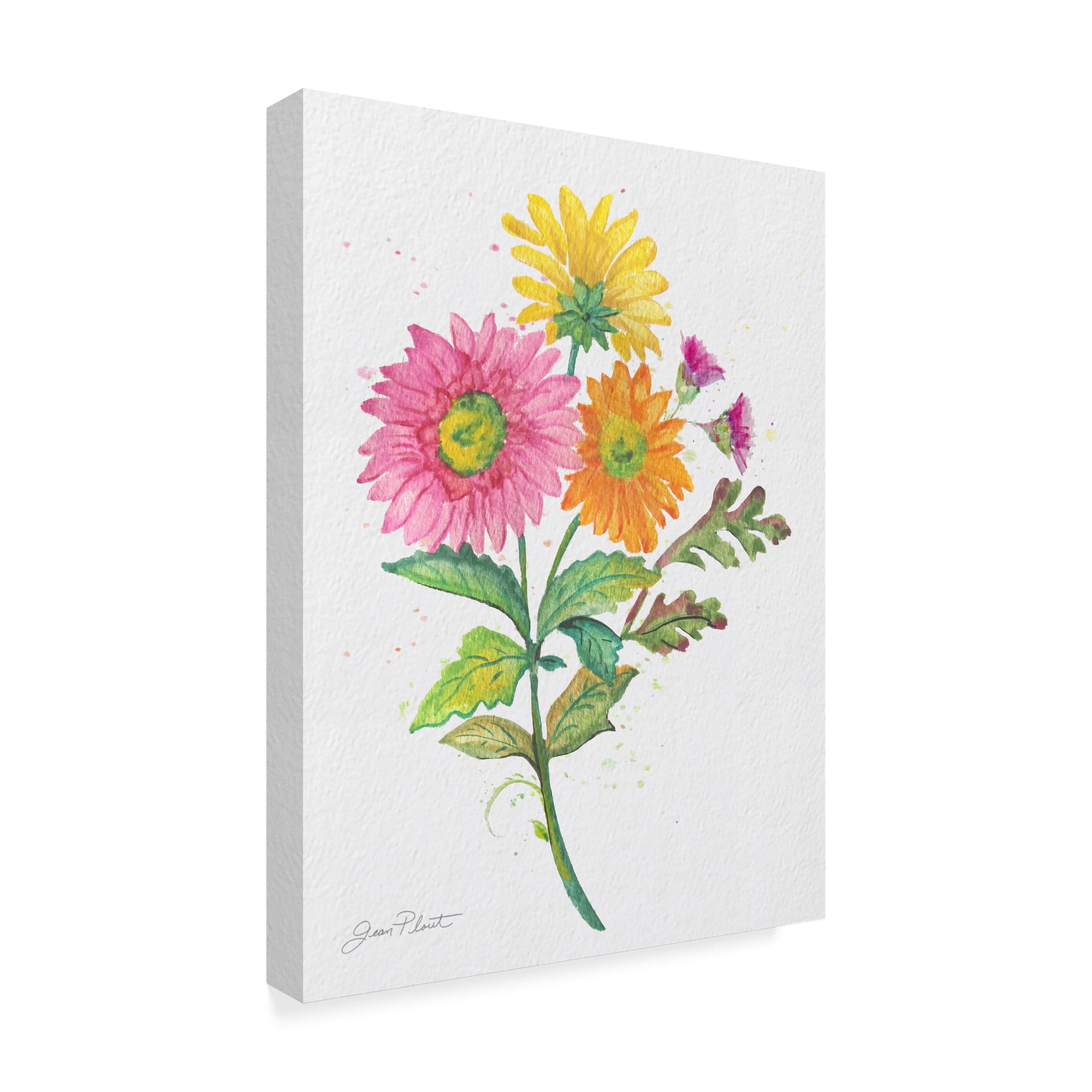 Trademark Fine Art Floral Canvas Art ' Watercolor Flowers 4 ' by Jean Plout