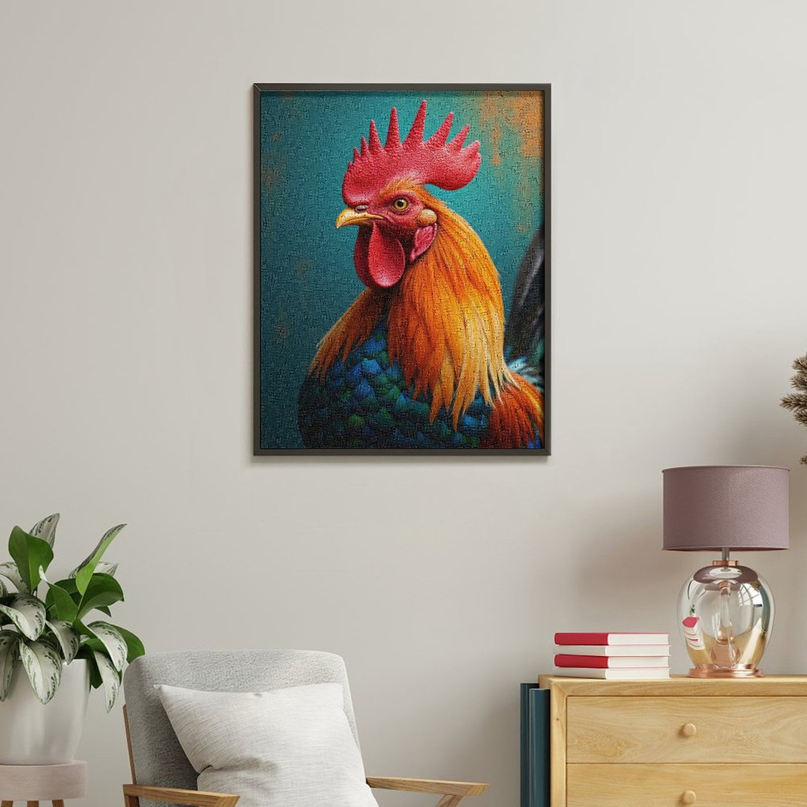 Paint By Numbers Kit for Adults Beginner - DIY Vibrant Rooster Portrait Art Canvas Painting Kits for Adults, Frameless Paint By Number for Adults for Home Wall Decor 16x20 Inch