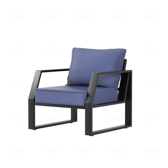 YOEEMZ 2-Piece Oversized Steel & Aluminum Patio Armchairs with 5" Cushions, for Garden, Backyard, Porch
