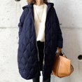 thumbnail image 2 of Stichou Women's Diamond Quilted Jacket Zipper Up Hooded Long Lightweight Padding Down Coat with Pockets Navy One Size, 2 of 4