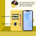 thumbnail image 3 of Wallet Case Compatible for iPhone 16 Pro, PU Leather Magnetic Closure Protective Flip Folio Case with 3 Card Holder and Wrist Strap Cover Women Men,Yellow,For iPhone 16 Pro, 3 of 7