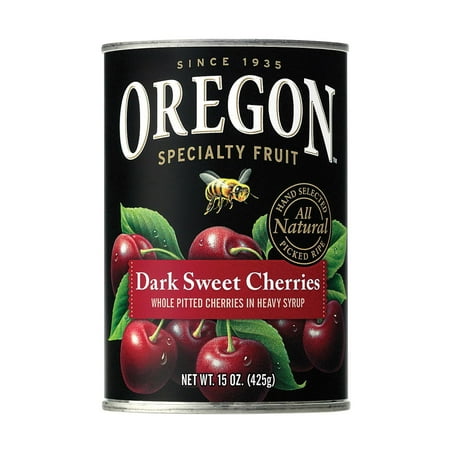 India Sweet Fruit - Oregon Fruit Whole Pitted Dark Sweet Cherries In Heavy Syrup - Pack of 8 - 15 Oz.