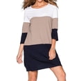 thumbnail image 1 of Femmes Col Rond Demi Manches Couleur Bloc T-shirt Robe, 1 of 7