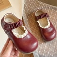 thumbnail image 5 of hengsof Girl's Solid Color Lace Trim Leather Shoes Adorable Versatile Soft Flat Casual Comfortable Slip Ons Fashionable Dress Shoes for Spring Summer, 5 of 9
