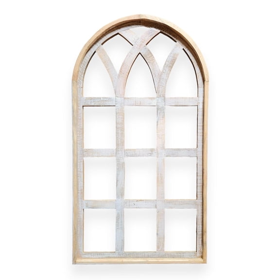 44" Large Farmhouse Wooden Wall Window Arch -Farmhouse Large Cathedral Wood Window- The Paradise Fields Large Window